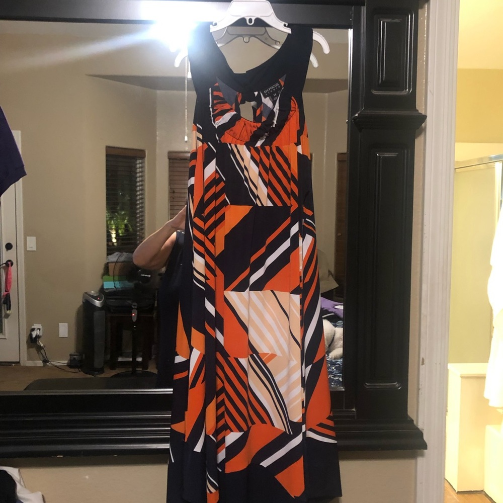 Orange and navy dress